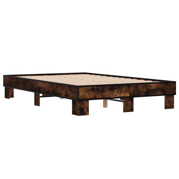 vidaXL Cadre de lit sans matelas ch&ecirc;ne fum&eacute; 120x190 cm