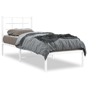 vidaXL Cadre de lit m&eacute;tal sans matelas avec t&ecirc;te de lit blanc 75x190cm