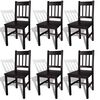 vidaXL Chaises &agrave; manger lot de 6 marron fonc&eacute; pin&egrave;de