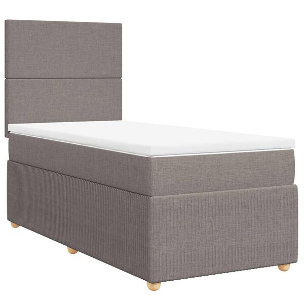 vidaXL Sommier &agrave; lattes de lit avec matelas Taupe 90x190 cm Tissu
