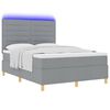 vidaXL Lit &agrave; ressort LED avec matelas Gris clair 140 x 190 cm tissu
