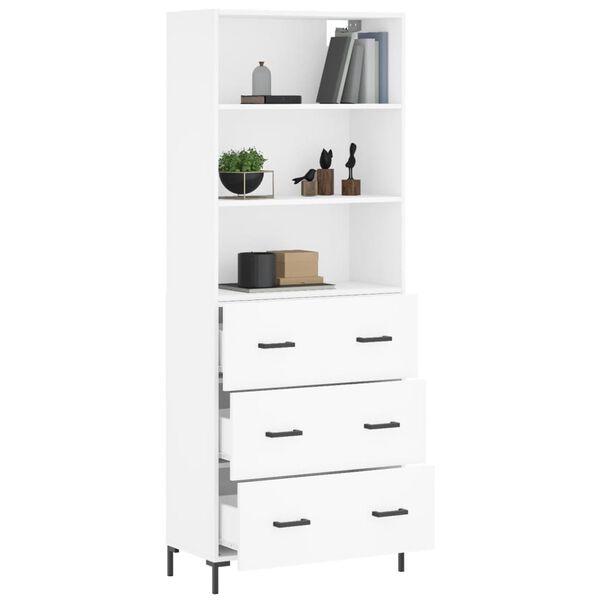 vidaXL Buffet haut Blanc 69,5x34x180 cm Bois d'ing&eacute;nierie
