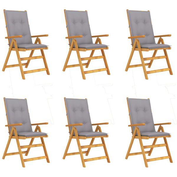 vidaXL Chaises pliables de jardin lot de 6 avec coussins Bois d'acacia