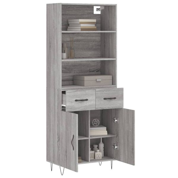vidaXL Buffet haut Sonoma gris 69,5x34x180 cm Bois d'ing&eacute;nierie
