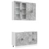 vidaXL Unit&eacute; de cuisine PORTO 4 pcs Gris b&eacute;ton Bois d'ing&eacute;nierie