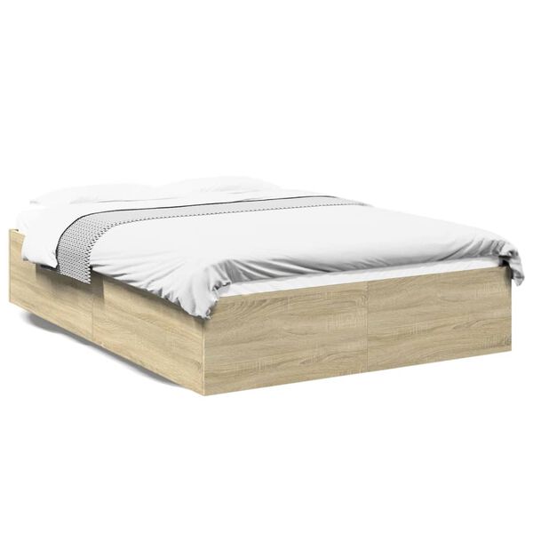 vidaXL Cadre de lit sans matelas ch&ecirc;ne sonoma 135x190 cm