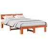 vidaXL Cadre de lit avec t&ecirc;te de lit Brun cire 135 x 190 cm Pin massif