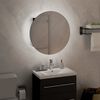vidaXL Armoire de salle de bain miroir rond et LED Noir 40x40x17,5 cm
