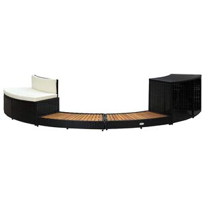 vidaXL Cadre de spa noir r&eacute;sine tress&eacute;e et bois d'acacia