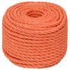 vidaXL Corde de travail Orange 14 mm 25 m Polypropyl&egrave;ne