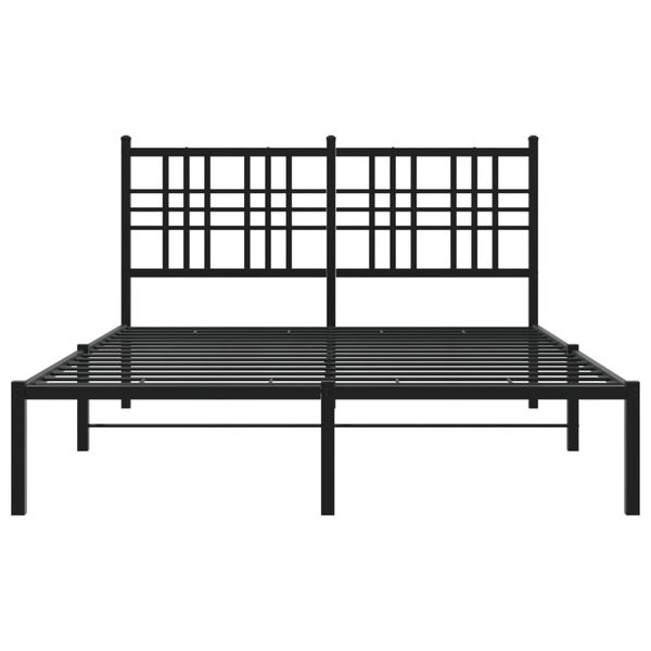 vidaXL Cadre de lit m&eacute;tal sans matelas avec t&ecirc;te de lit noir 120x190cm