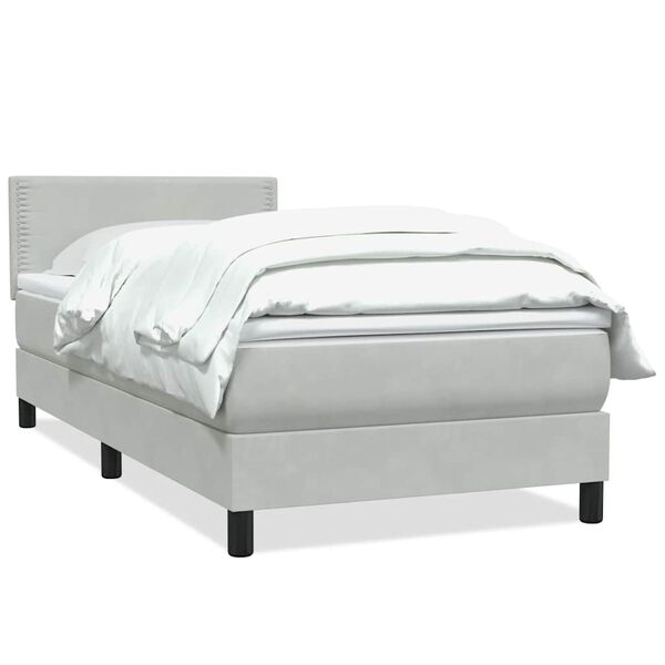 vidaXL Sommier &agrave; lattes de lit et matelas gris clair 80x210 cm velours