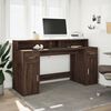 vidaXL Bureau et lumi&egrave;res LED ch&ecirc;ne marron bois d'ing&eacute;nierie