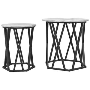 vidaXL Table basse 2 pcs Gris Sonoma Bois d'ing&eacute;nierie et acier