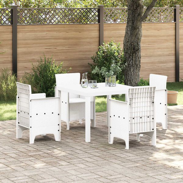 vidaXL Ensemble de salle à manger pour jardin 5 pcs Blanc Rattan Polt