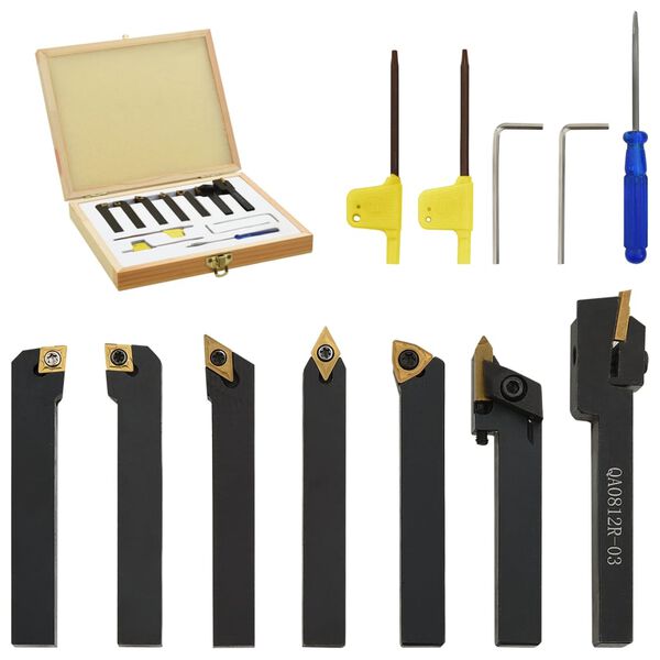 vidaXL Jeu d&rsquo;outils de tournage indexables 12 pcs 8x8 mm 70 mm