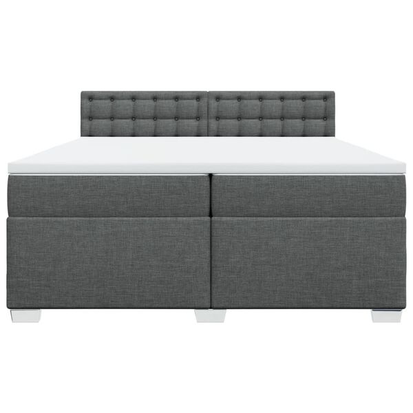 vidaXL Sommier &agrave; lattes de lit avec matelas Gris fonc&eacute; 200x200cm Tissu