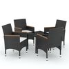 vidaXL Ensemble &agrave; manger de jardin avec coussins 5 pcs Noir