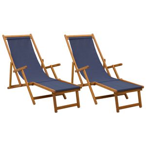 vidaXL Chaise longue pliante 2 pcs 3 Position Bois d'eucalyptus massif