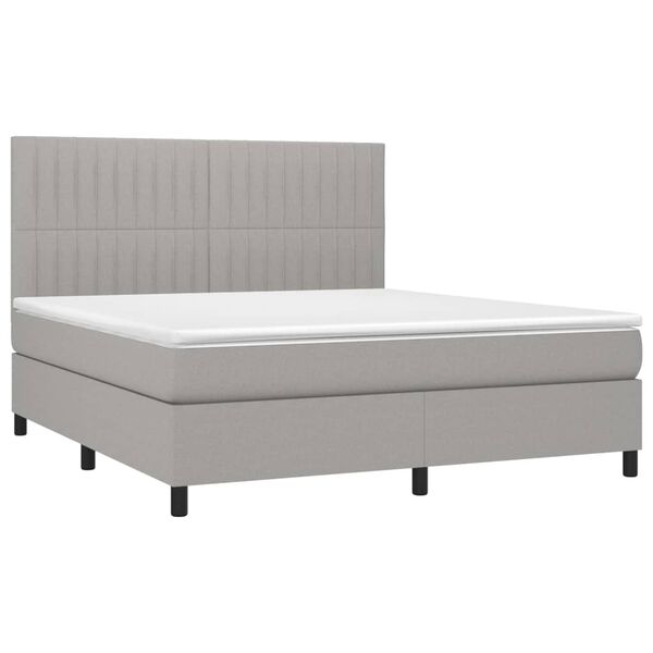 vidaXL Sommier &agrave; lattes de lit avec matelas Gris clair 160x200cm Tissu