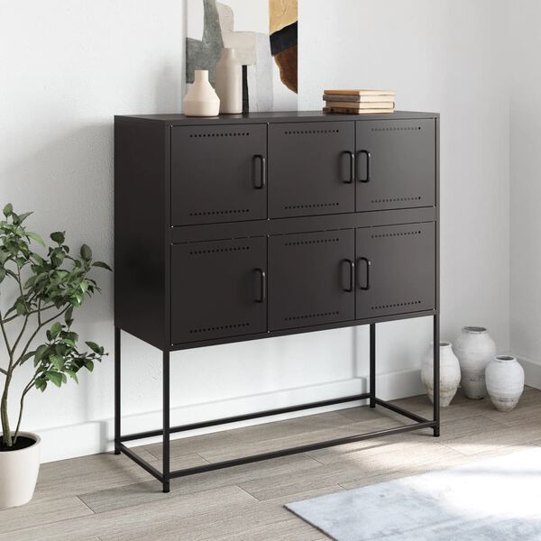 vidaXL Buffet noir 100,5x39x107 cm acier
