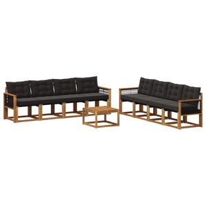 vidaXL Ensemble de canap&eacute;s d'ext&eacute;rieur 9 pc Naturel et noir