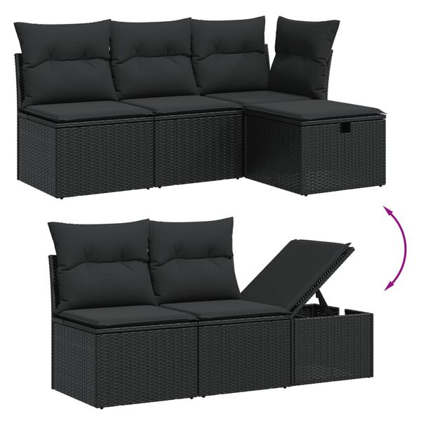 vidaXL Salon de jardin 11 pcs avec coussins noir r&eacute;sine tress&eacute;e