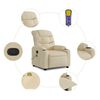 vidaXL Fauteuil inclinable de massage cr&egrave;me tissu