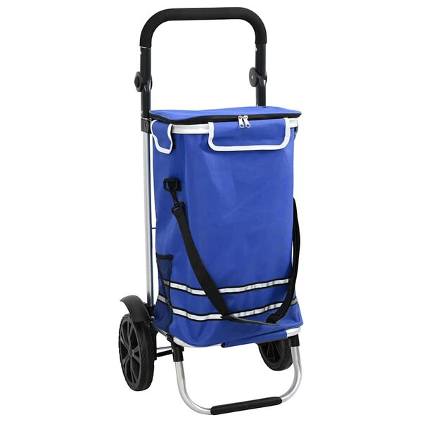 vidaXL Trolley de shopping Bleu 36.5 x 46.5 x 100.5 cm Tissu Oxford