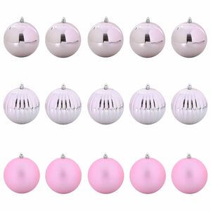 vidaXL Ensemble de Boules de No&euml;l XL 15 pc Rose &Oslash; 10 cm Plastique LED