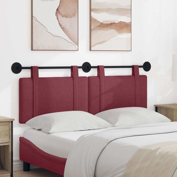 vidaXL T&ecirc;te de lit suspendue Uni Bordeaux 130 x 55 x 5 cm tissu