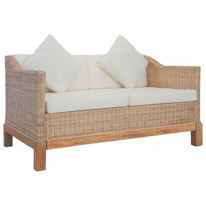 vidaXL Canap&eacute; &agrave; 2 places avec coussins Rotin naturel