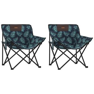 vidaXL Chaise de camping avec poche pliable lot de 2 motif de feuille