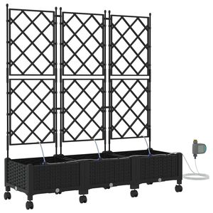vidaXL Porte-plante de jardin avec irrigation et roues 3 pc Noir PP