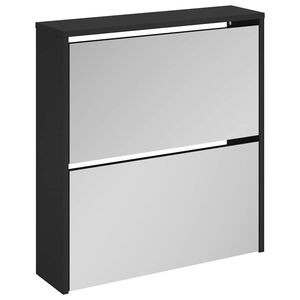 vidaXL Armoire &agrave; chaussures avec miroir &agrave; 2 niveaux Noir 63x17x67 cm
