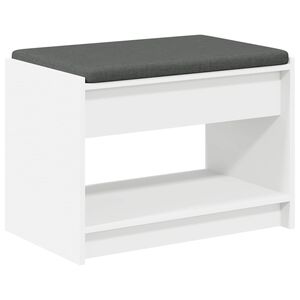 vidaXL Banc d'entr&eacute;e Blanc 63 x 38 x 45 cm Bois Ing&eacute;nierie et Tissu