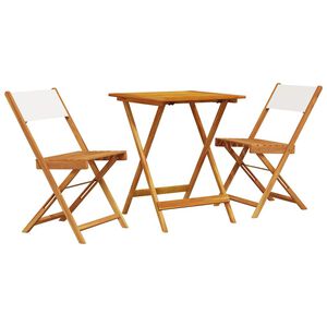 vidaXL Ensemble de bistro 3 pcs blanc cr&egrave;me tissu et bois massif