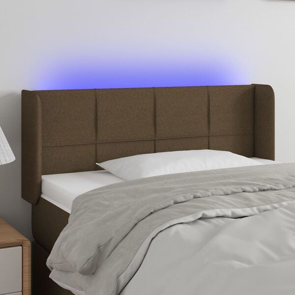 vidaXL T&ecirc;te de lit &agrave; LED Marron fonc&eacute; 93x16x78/88 cm Tissu