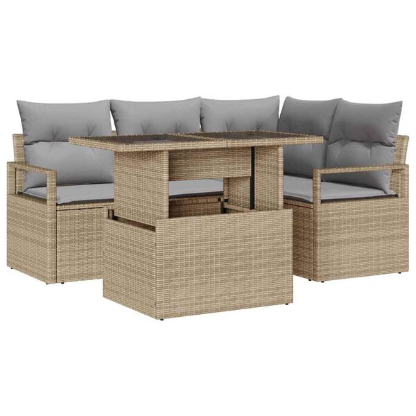 vidaXL Ensemble de canap&eacute; de jardin 5 pcs beige et gris clair