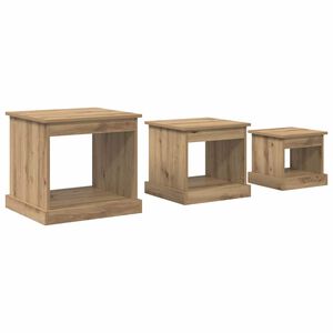 vidaXL Table basse 3 pc Ch&ecirc;ne artisanal 48 x 45 x 45 cm