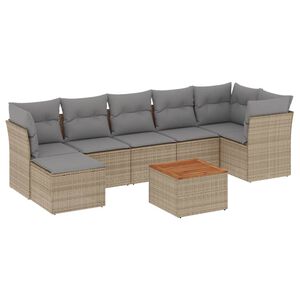 vidaXL Salon de jardin avec coussins 8pcs m&eacute;lange beige r&eacute;sine tress&eacute;e