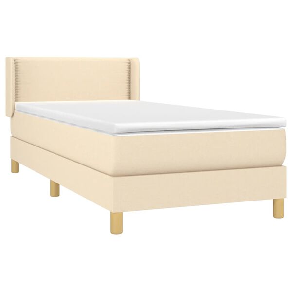 vidaXL Sommier &agrave; lattes de lit avec matelas Cr&egrave;me 80x200 cm Tissu