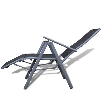 vidaXL Chaise longue de jardin Aluminium Noir