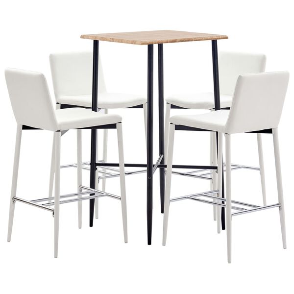 vidaXL Ensemble de bar 5 pcs Similicuir Blanc