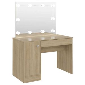 vidaXL Table de maquillage avec &eacute;clairage LED 110x55x145 cm MDF Ch&ecirc;ne
