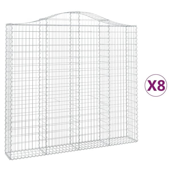 vidaXL Paniers &agrave; gabions arqu&eacute;s 8 pcs 200x30x180/200 cm Fer galvanis&eacute;