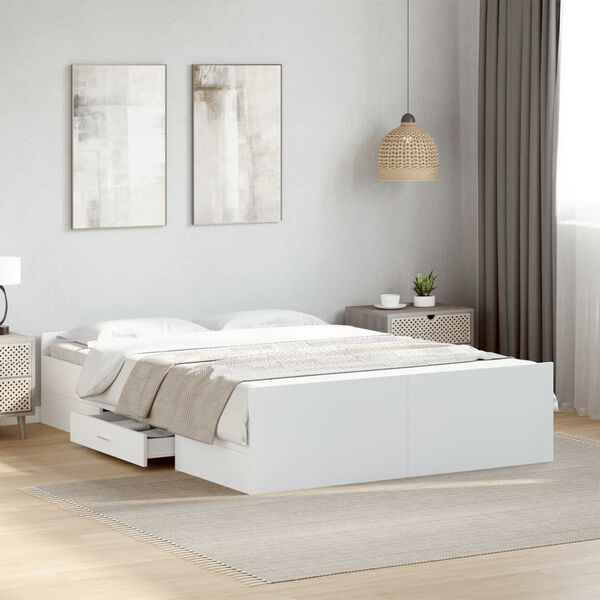 vidaXL Cadre de lit avec tiroirs sans matelas blanc 120x190 cm