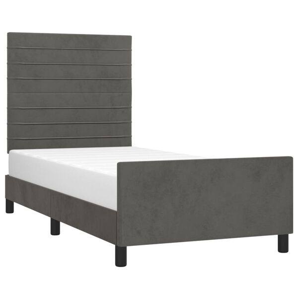 vidaXL Cadre de lit sans matelas gris fonc&eacute; 90x200 cm velours