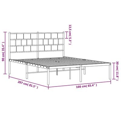 vidaXL Cadre de lit métal sans matelas et tête de lit blanc 160x200 cm