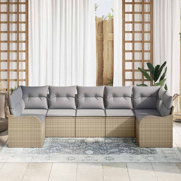 vidaXL Ensemble de canap&eacute; de jardin Beige polyrotin